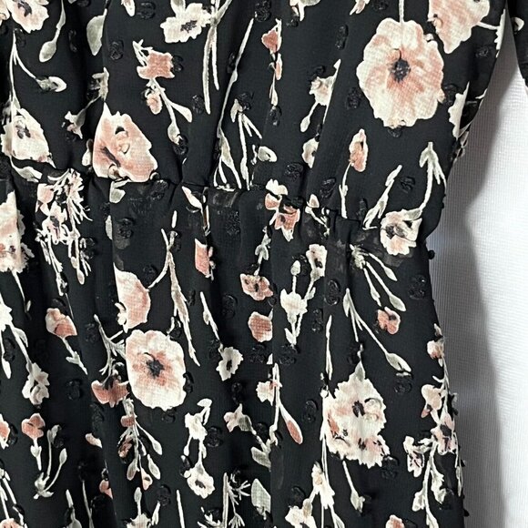 Collective‎ Concepts Black Floral Mini Dress Long Sheer Sleeves Size XS - Picture 8 of 12